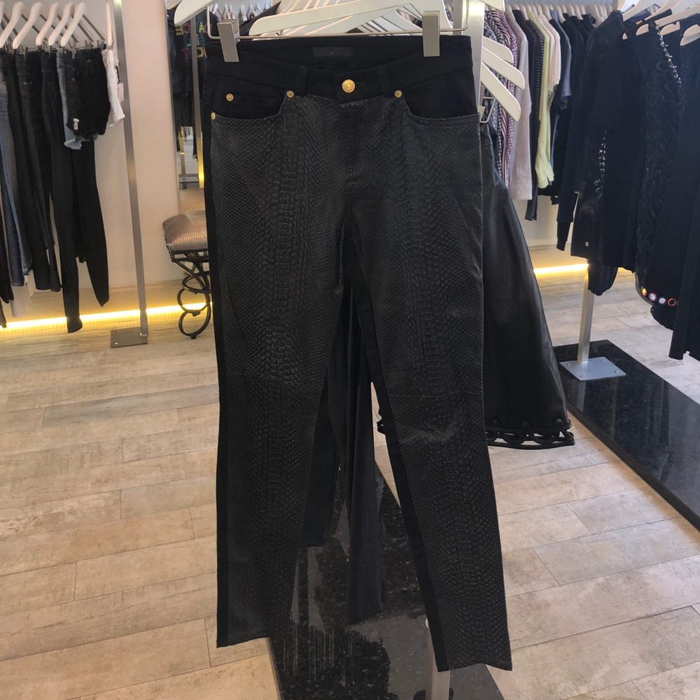 7 for all man kind skinny black jeans w leather
